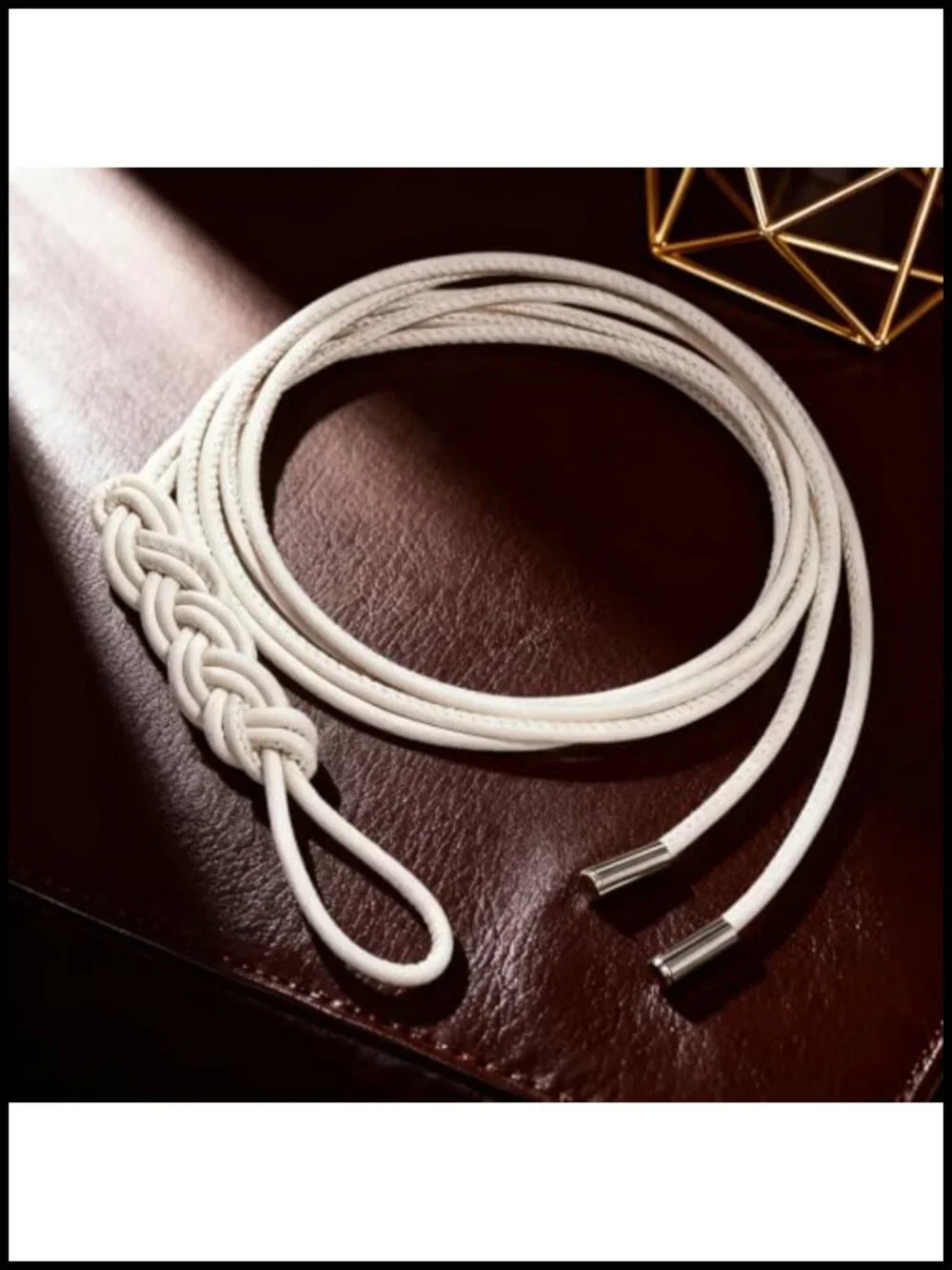 Women's Knotted Waist Belt PU Leather Skinny Belt for Dresses Pants